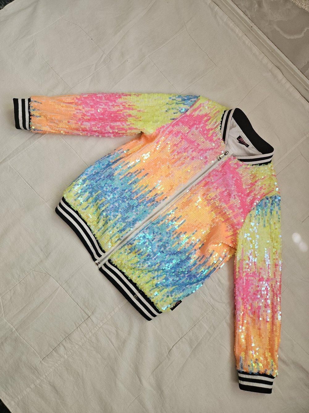 Girls' Jojos Closet XL Rainbow Sequin Bomber Jacket 14 16